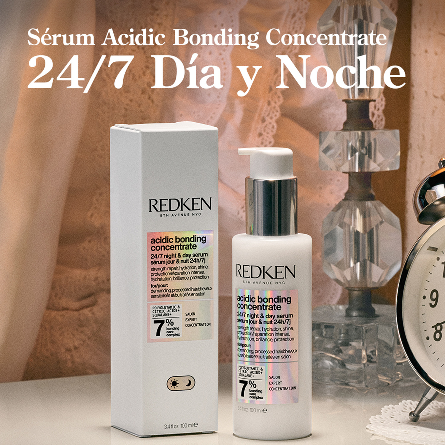 REDKEN SÉRUM 24/7 DÍA Y NOCHE ACIDIC BONDING CONCENTRATE (SERUM SIN ENJUAGUE PARA CABELLO DAÑADO CON ÁCIDO CÍTRICO)